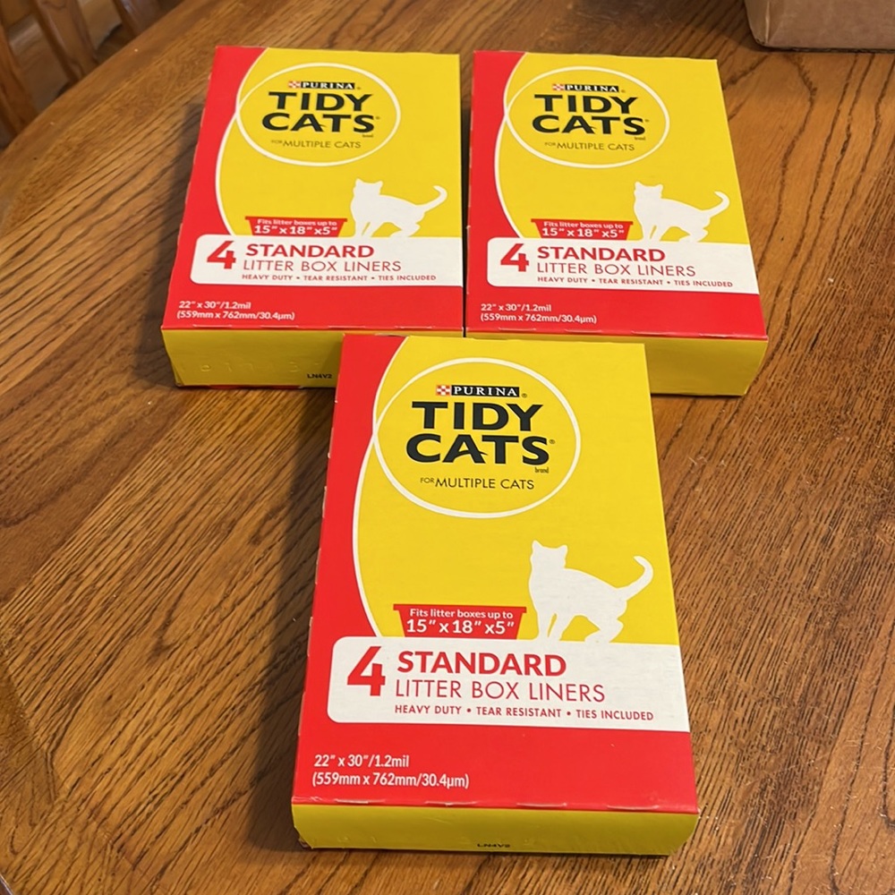 PURINA Tidy Cats Litter Box Liners. 3 Boxes of 4. 12 total.